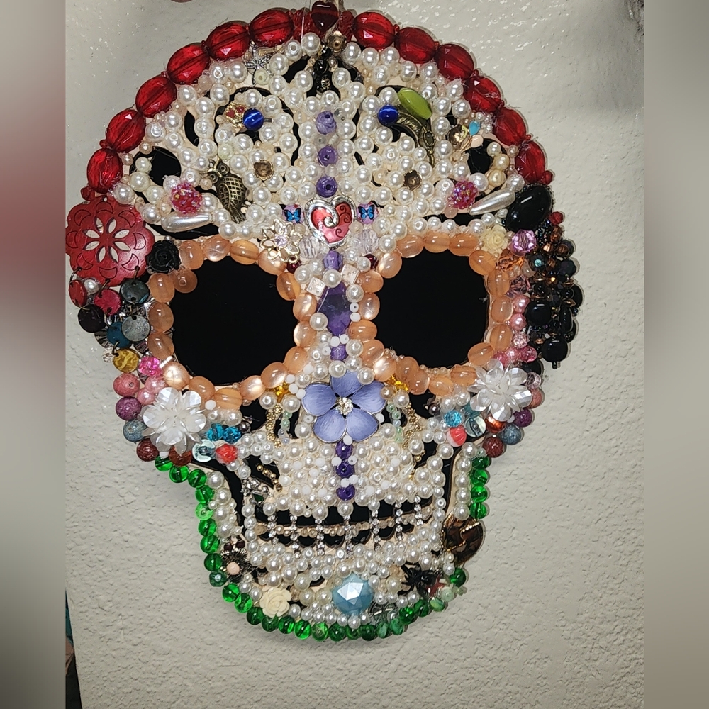 Hand Crafted Jewelry Sugar Skull Wall Hanging